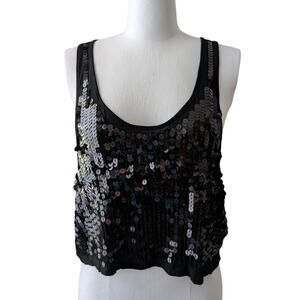 Nwt Urban Behavior y2k 00s black sequin crop top sz lrg